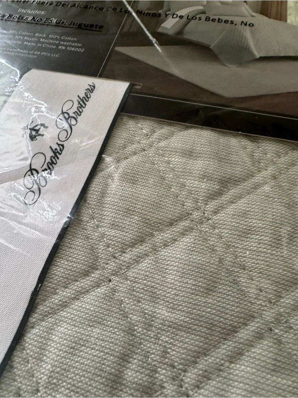 Brand New Brooks Brothers Linen Cotton Quilt Twin Double Diamond Sage